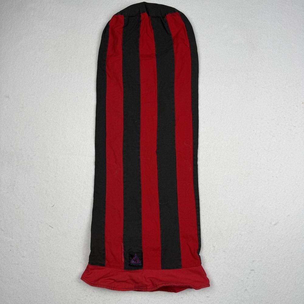 Vintage Headgear Hat Beanie One Size Red Black Stripe Extra Long Canvas Mens USA